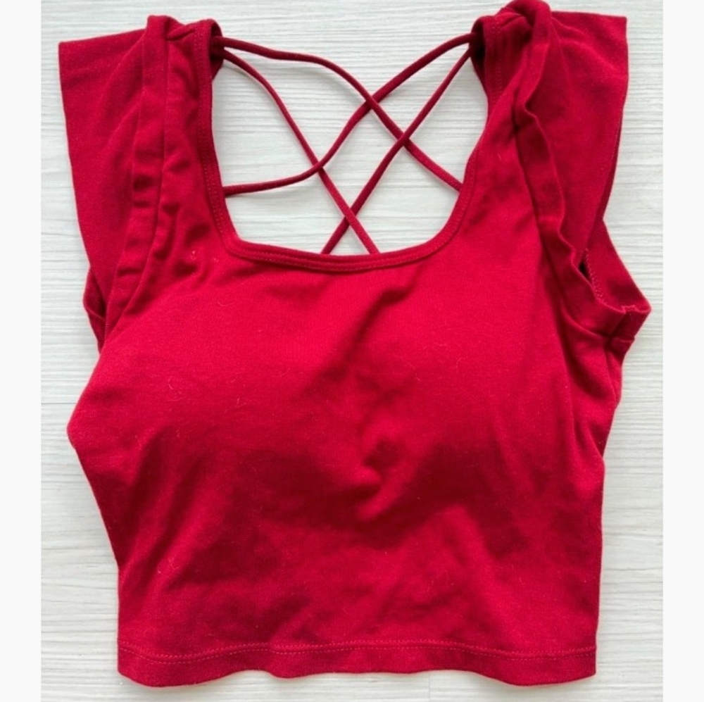 DIXIE TOP • PADDED BUILT IN BRA • STRAPPY OPEN BACK • CROPPED • XS